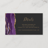 Budget Paarse Gold Agate Dark Wedding Website Informatiekaartje (Voorkant)