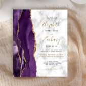 Budget Paarse Gold Agate Marble Wedding Invite