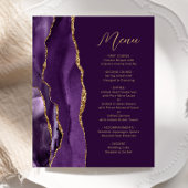 Budget Paarse Gold Agate Script Plum Wedding Menu