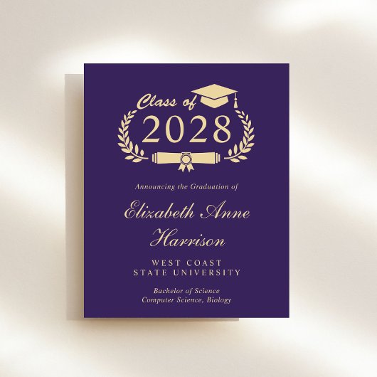 Budget Paarse Gold College Afstudeeraankondiging