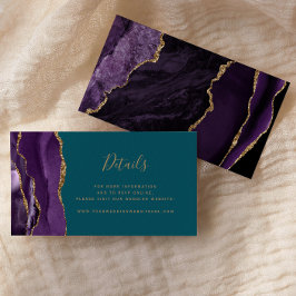Budget Paarse Gouden Agaat Blauwgroen bruiloft web Informatiekaartje