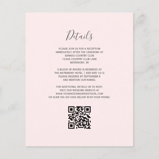 Budget Paarse Gouden Agaat Blush QR Code Trouwen (Achterkant)