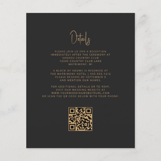 Budget Paarse Gouden Agaat Dark QR Code Huwelijk (Achterkant)