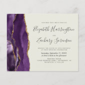 Budget Paarse Gouden Agaat Ivoor Bruiloft Uitnodig (Voorkant)