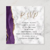 Budget Paarse Gouden Agaat Marmer QR Code RSVP Informatiekaartje (Voorkant)