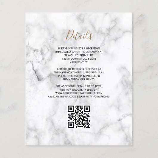 Budget Paarse Gouden Agaat Marmeren QR Code Huweli (Achterkant)