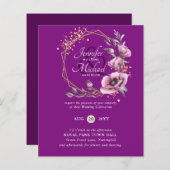 BUDGET Paarse Gouden Bloemige Trouw Uitnodigingen (Voorkant / Achterkant)