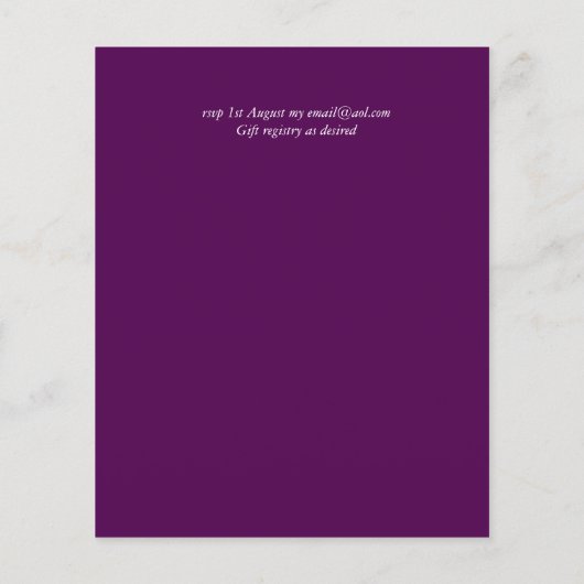 BUDGET Paarse Gouden Bloemige Trouw Uitnodigingen (Achterkant)