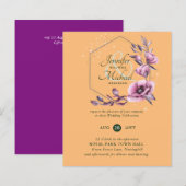 BUDGET Paarse Gouden Bloemige Trouw Uitnodigingen (Voorkant / Achterkant)