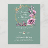 BUDGET Paarse Gouden Bloemige Trouw Uitnodigingen (Voorkant)