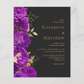 Budget Paarse Gouden Donkere Bloemen Bruiloft Uitn (Voorkant)