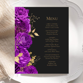 Budget Paarse Gouden Donkere Bloemen Trouwmenu