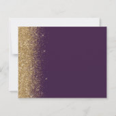 Budget Paarse Gouden Glitter Save the Date (Achterkant)