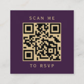 Budget Paarse Gouden Glitter Wedding QR Code RSVP Informatiekaartje (Achterkant)