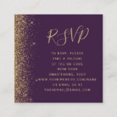 Budget Paarse Gouden Glitter Wedding QR Code RSVP Informatiekaartje (Voorkant)