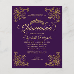 Budget  Paarse gouden Lijst Quinceanera