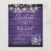 Budget Paarse Houten Metselaarsglazen Trouw Uitnod (Voorkant)