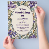 Budget Paarse iris art nouveau bruiloft Flyer (Hand)