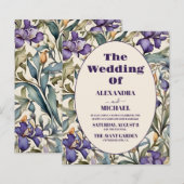 Budget Paarse iris art nouveau bruiloft uitnodigin (Voorkant / Achterkant)