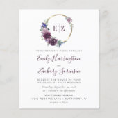 Budget Paarse Krans Monogram QR Code Huwelijk (Voorkant)