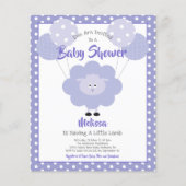 Budget Paarse Lamb Cute Baby shower Uitnodiging (Voorkant)