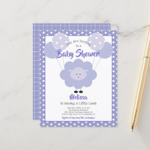Budget Paarse Lamb Cute Baby shower Uitnodiging