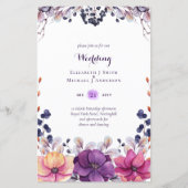 BUDGET Paarse Lavendel Bladeren Trouw Uitnodiginge (Voorkant)