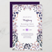 BUDGET Paarse Lavendelblaadjes Trouwuitnodigingen (Voorkant / Achterkant)