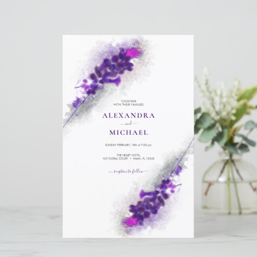 Budget Paarse Lavender Floral Wedding (Staand voorkant)