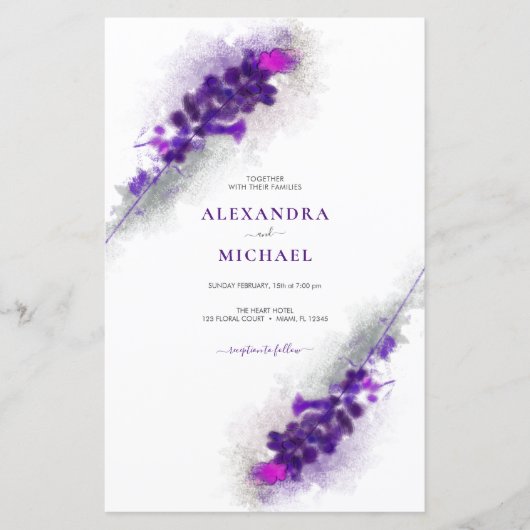 Budget Paarse Lavender Floral Wedding (Voorkant)