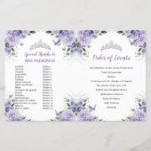 Budget Paarse Lila Floral Quinceanera 15 Programma (Achterkant)