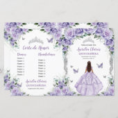 Budget Paarse Lila Floral Quinceanera 15 Programma (Voorkant / Achterkant)