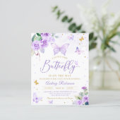 Budget Paarse Little Butterfly Baby shower Invite (Staand voorkant)