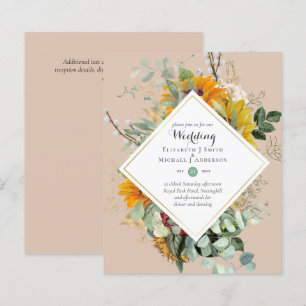 BUDGET Paarse marine - Floral Wedding Invitations