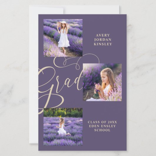 Budget Paarse Moderne Typografie Afstudeerder Drie (Voorkant)