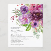 Budget Paarse Monochrome Waterverf Floral Wedding (Voorkant)