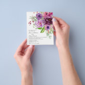 Budget Paarse Monochrome Waterverf Floral Wedding Flyer (Hand)