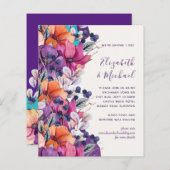BUDGET Paarse Oranje Bloemige Trouw Uitnodiging (Voorkant / Achterkant)