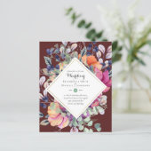 BUDGET Paarse Oranje Floral Wedding Invitations (Staand voorkant)