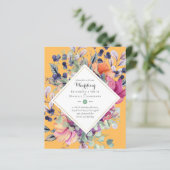 BUDGET Paarse Oranje Floral Wedding Invitations (Staand voorkant)