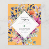 BUDGET Paarse Oranje Floral Wedding Invitations (Voorkant)