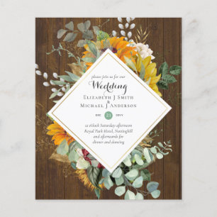 BUDGET Paarse Oranje Floral Wedding Invitations Flyer