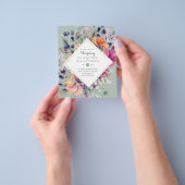 BUDGET Paarse Oranje Floral Wedding Invitations Flyer (Hand)