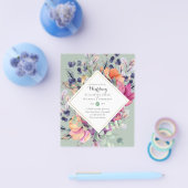 BUDGET Paarse Oranje Floral Wedding Invitations Flyer (Enkel)