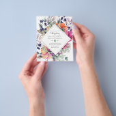 BUDGET Paarse Oranje Floral Wedding Invitations Flyer (Hand)