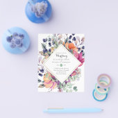 BUDGET Paarse Oranje Floral Wedding Invitations Flyer (Enkel)