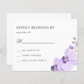 BUDGET Paarse orchidee botanische bruiloft RSVP (Voorkant / Achterkant)