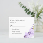 BUDGET Paarse orchidee botanische bruiloft RSVP (Staand voorkant)