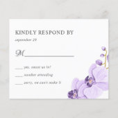 BUDGET Paarse orchidee botanische bruiloft RSVP (Voorkant)