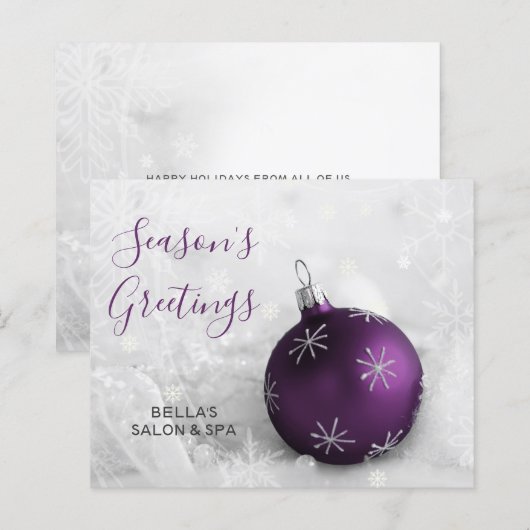 Budget Paarse Ornament Bedrijfs Kerstkaart (Voorkant / Achterkant)